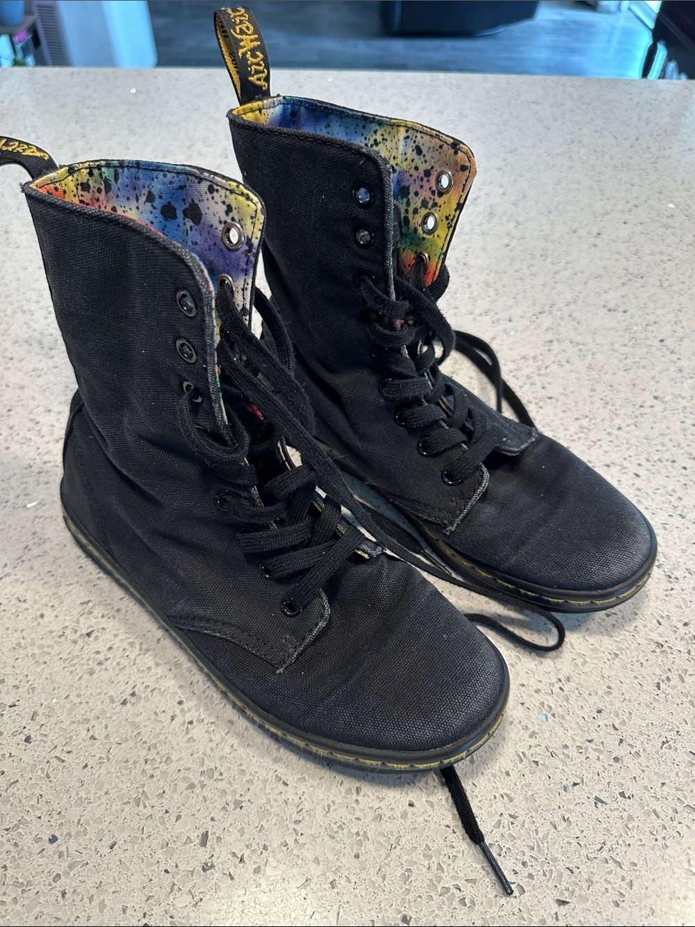 Dr. Martens Canvas Lace-Up Boots with Rainbow Interior *preloved